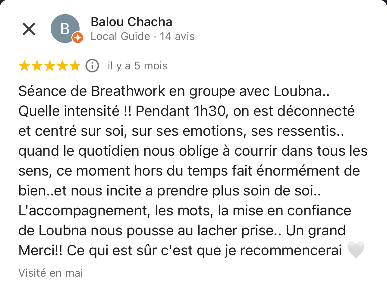 Avis client de Loubna Lamri