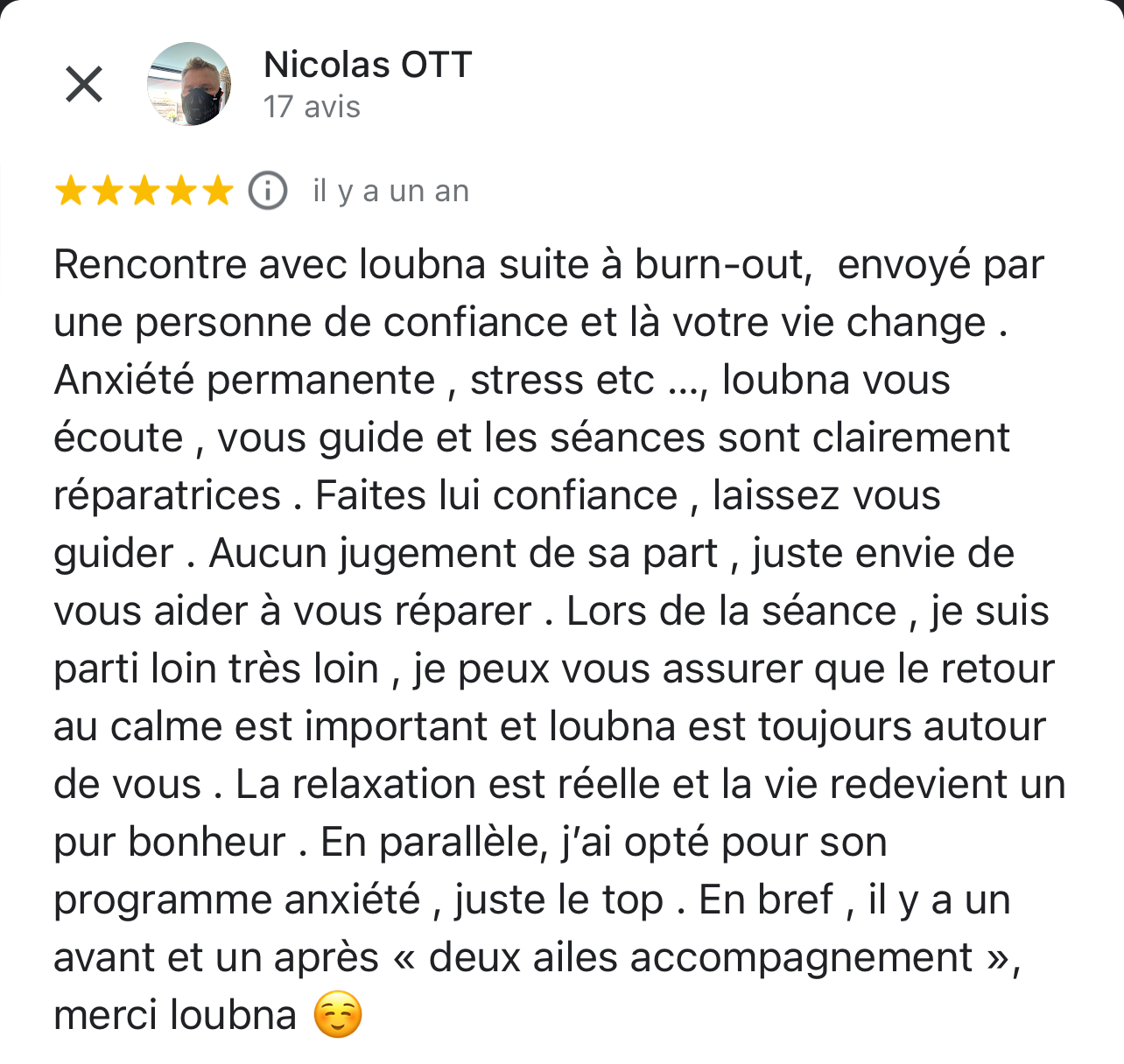 Avis client de Loubna Lamri